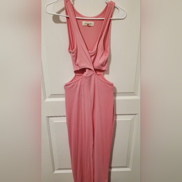 L*SPACE | REVOLVE | SKYLAR DRESS PINK TIEKNOT WAIST MIDI PINK RIBBED SIZE MEDIUM - Picture 4 of 8